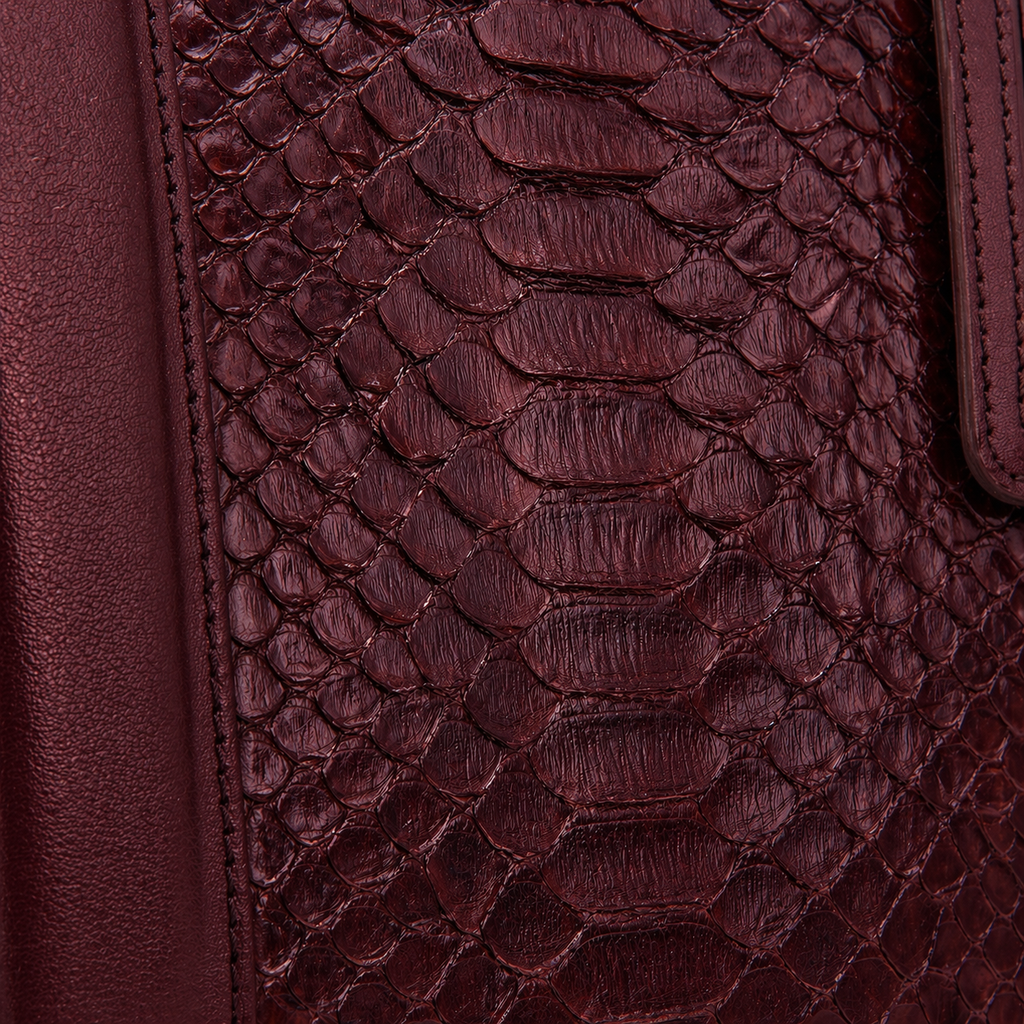 The Velar Burgundy Hand-Painted Python Leather Weekender Bag