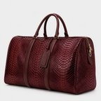 The Velar Burgundy Hand-Painted Python Leather Weekender Bag
