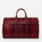 The Velar Burgundy Hand-Painted Python Leather Weekender Bag