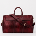 The Velar Burgundy Hand-Painted Python Leather Weekender Bag