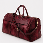 The Velar Burgundy Hand-Painted Python Leather Weekender Bag