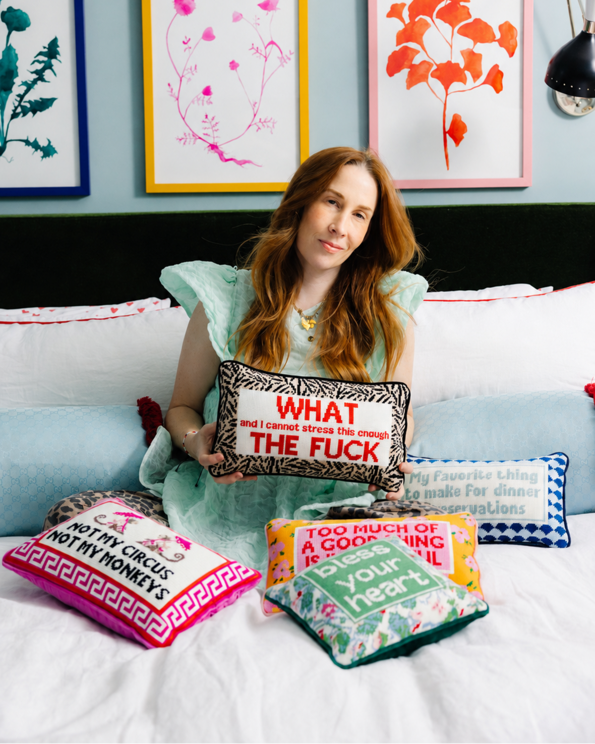 WTF Needlepoint Pillow