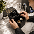 Watch and Jewelry Travel Case - Genuine Leather - Obsedian Black