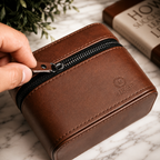 Watch and Jewelry Travel Case -  Coffee Brown Leather