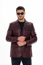 The Ravenna Burgundy Leather Men Jacket