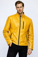 The Boss Pythn  Yellow Leather Men Jacket Exclusive Limited Edition