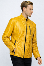 The Boss Pythn  Yellow Leather Men Jacket Exclusive Limited Edition