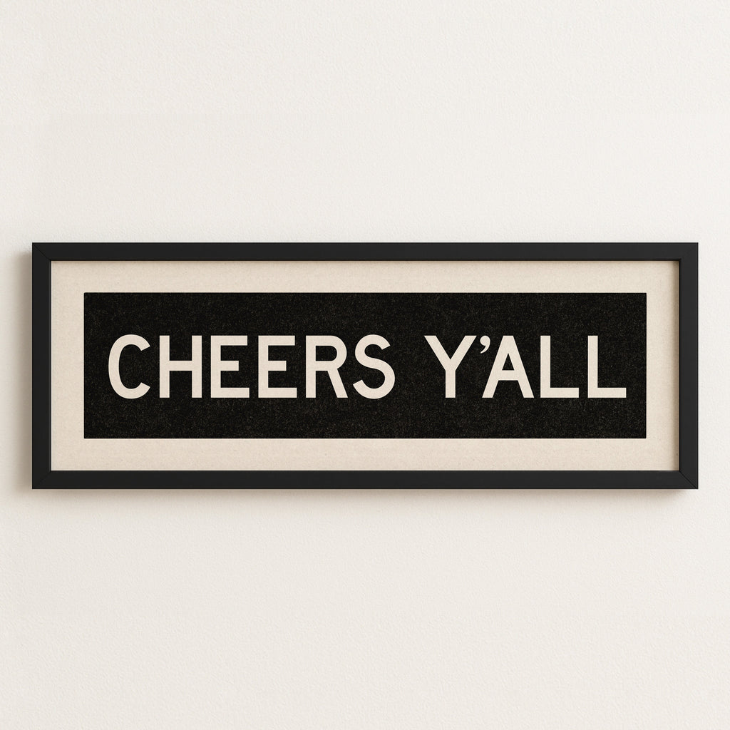 Framed Cheers Y'all Bus Scroll Sign