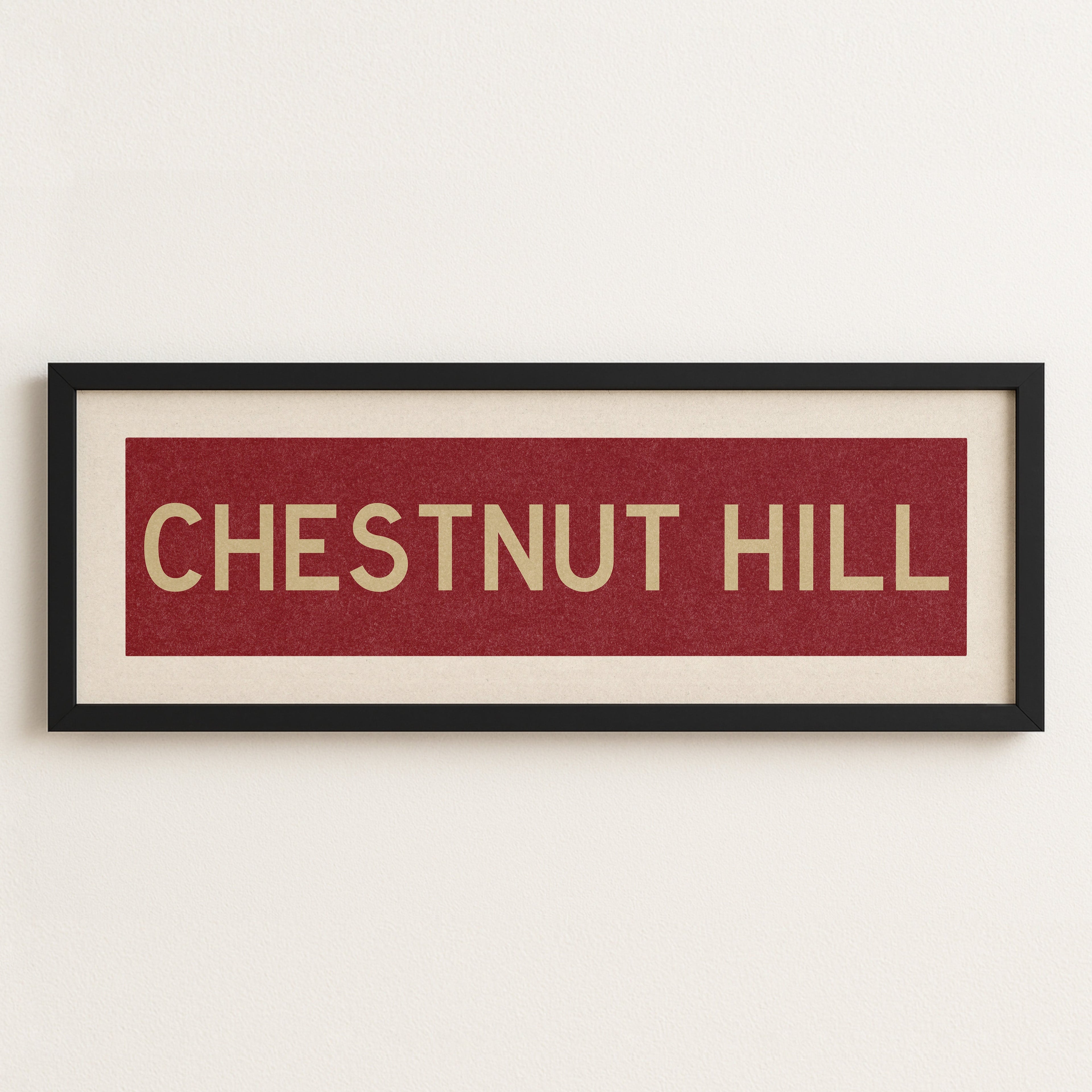 Framed Chestnut Hill Cardinal and Gold Bus Scroll