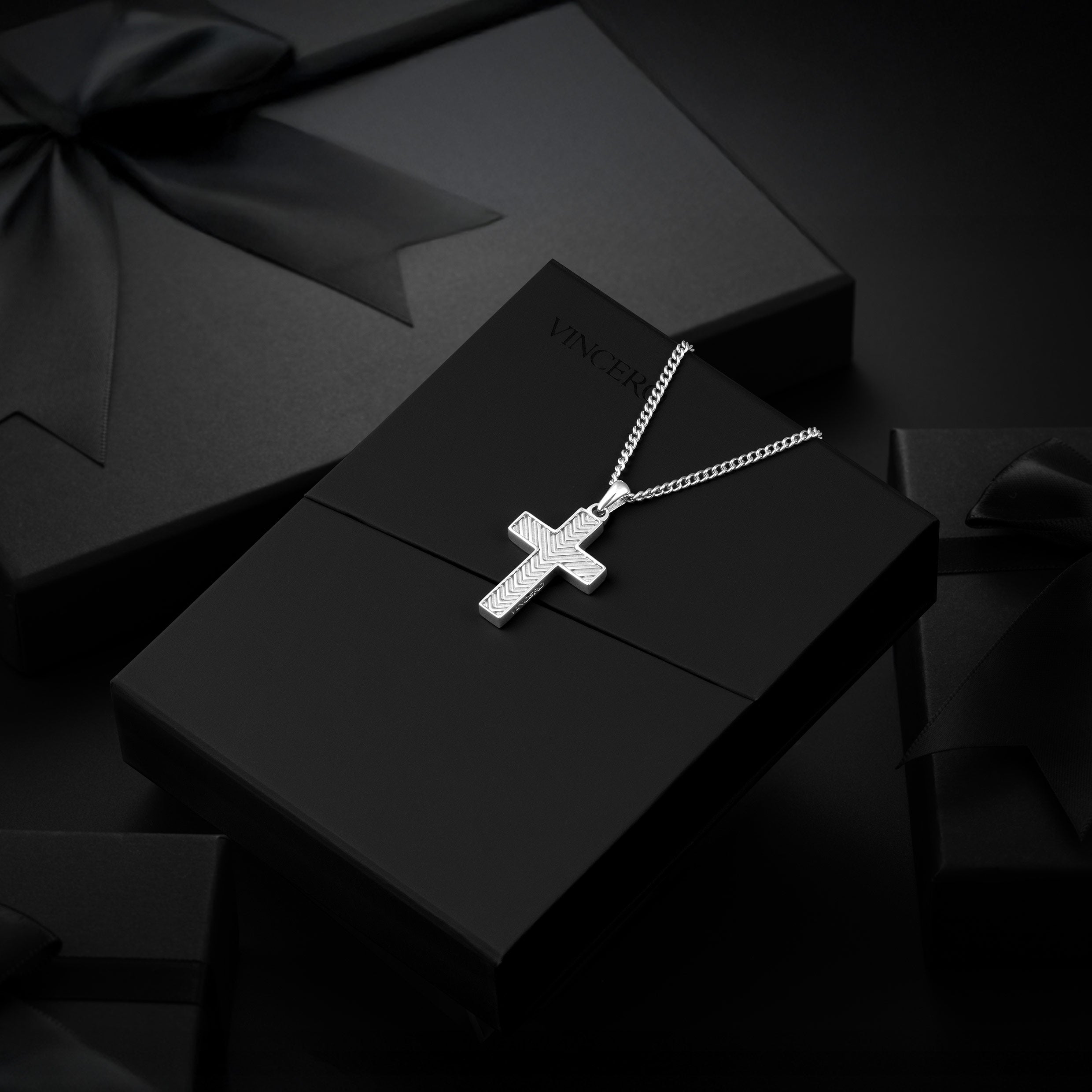 Chevron Cross Pendant - Silver