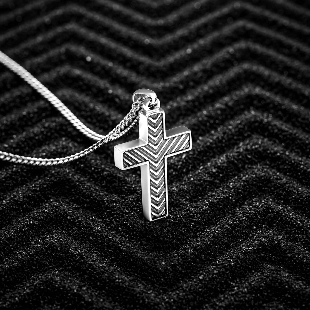 Chevron Cross Pendant - Silver