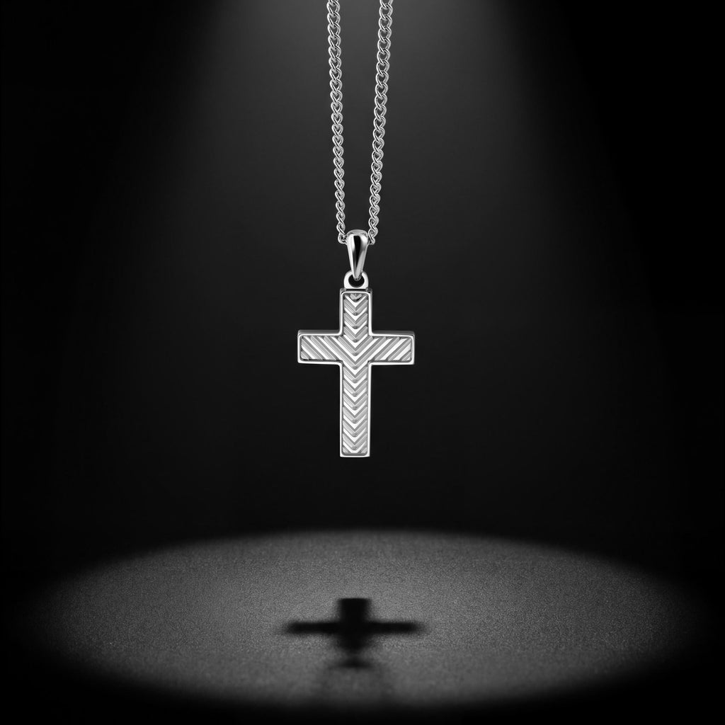 Chevron Cross Pendant - Silver