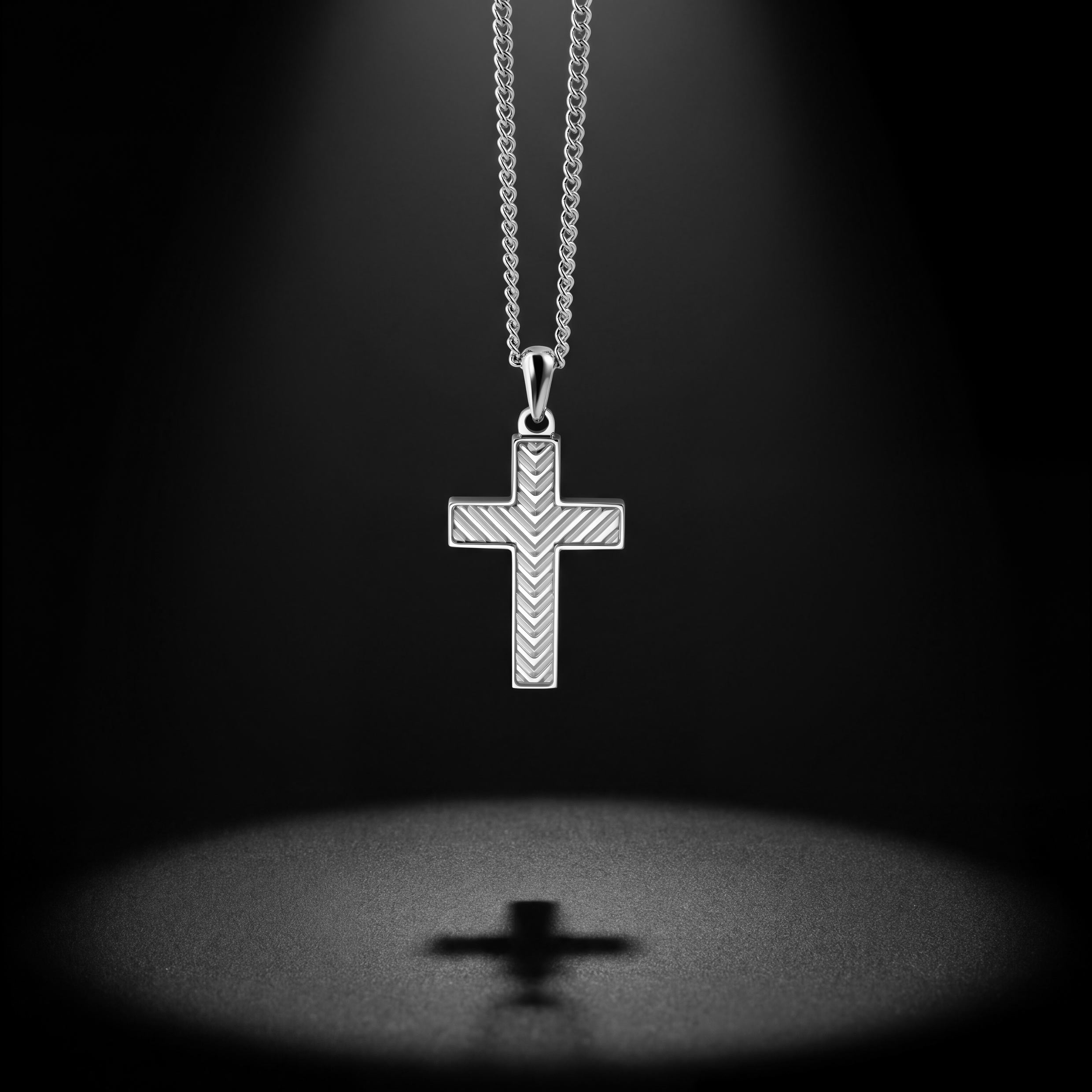 Chevron Cross Pendant - Silver