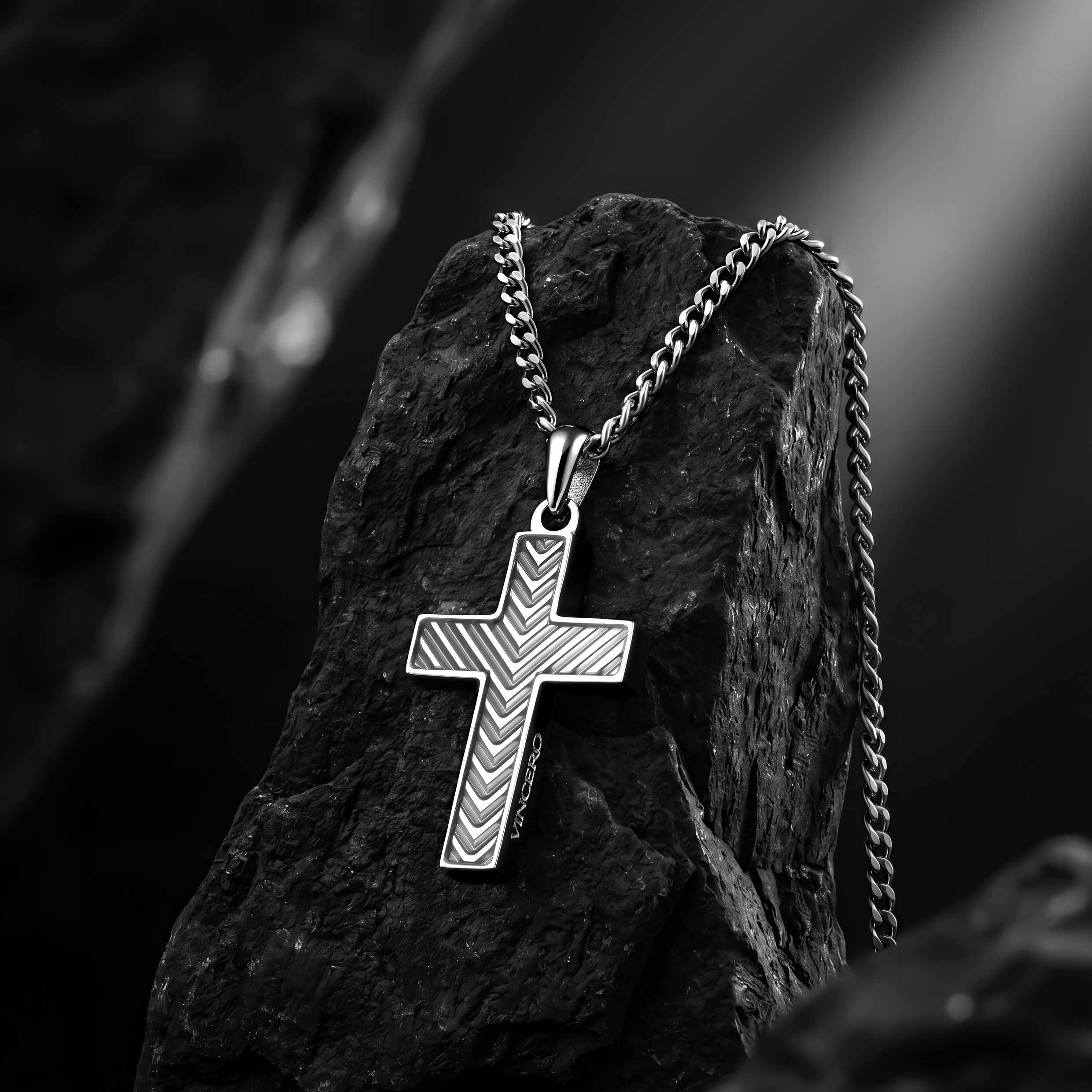 Chevron Cross Pendant - Silver