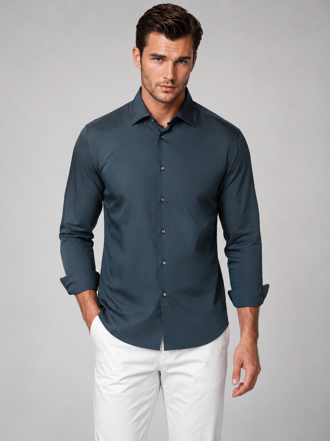 Cinqo 'Single Shot' Long Sleeve Shirt - Blue Night