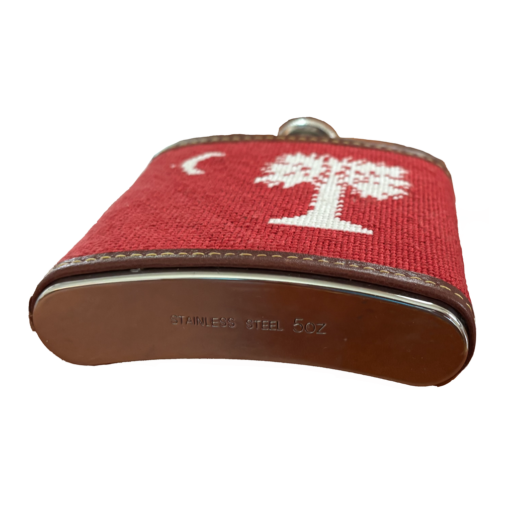 Citadel Big Red Hand-stitched Needlepoint Flask