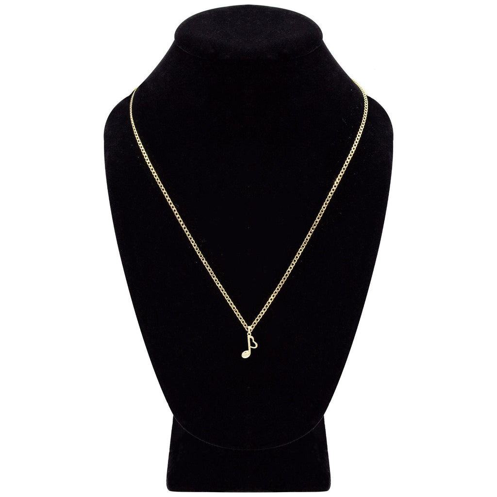 Cubic Zirconia 14K Gold Filled Music Heart Note Pendant Necklace Set