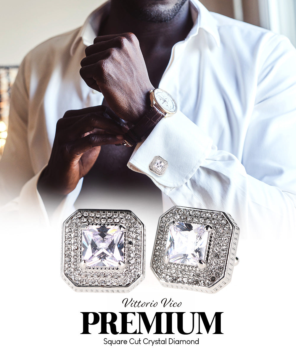 Large Square Crystal Diamond Cufflinks CL71XX