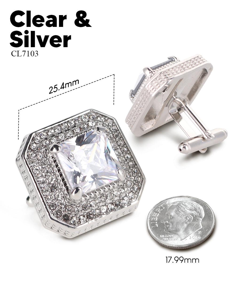 Large Square Crystal Diamond Cufflinks CL71XX