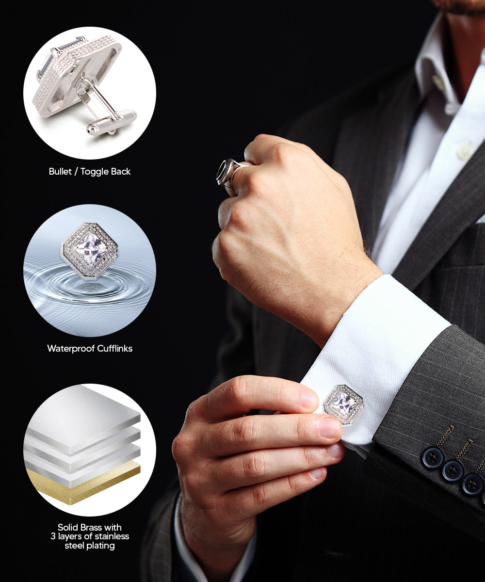Large Square Crystal Diamond Cufflinks CL71XX