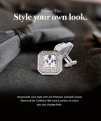 Large Square Crystal Diamond Cufflinks CL71XX