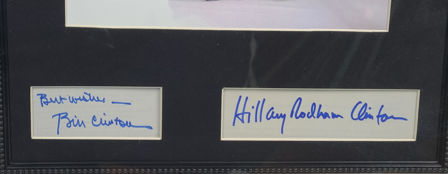 President Bill Clinton & Wife Hillary Signed Framed Photo Display JSA JSA