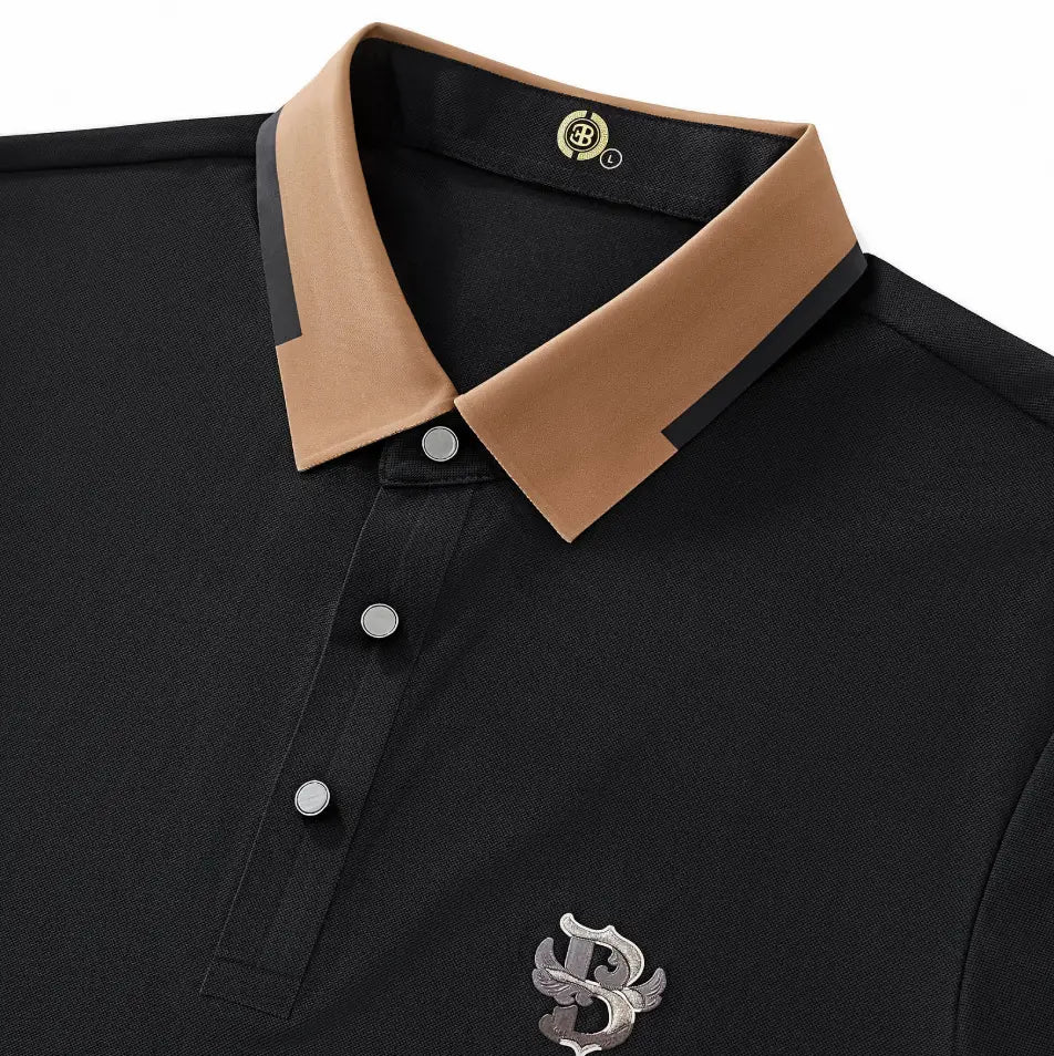 Contrast Trim Performance Polo - El Baron BLACK