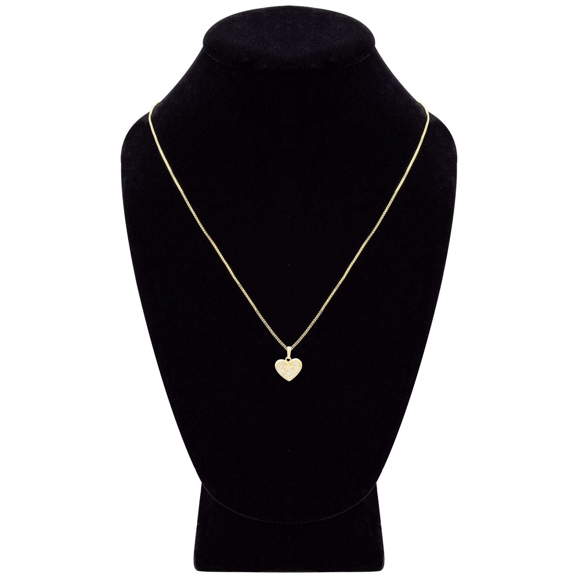 Cubic Zirconia 14K Gold Filled Binary Heart Pendant Necklace Set