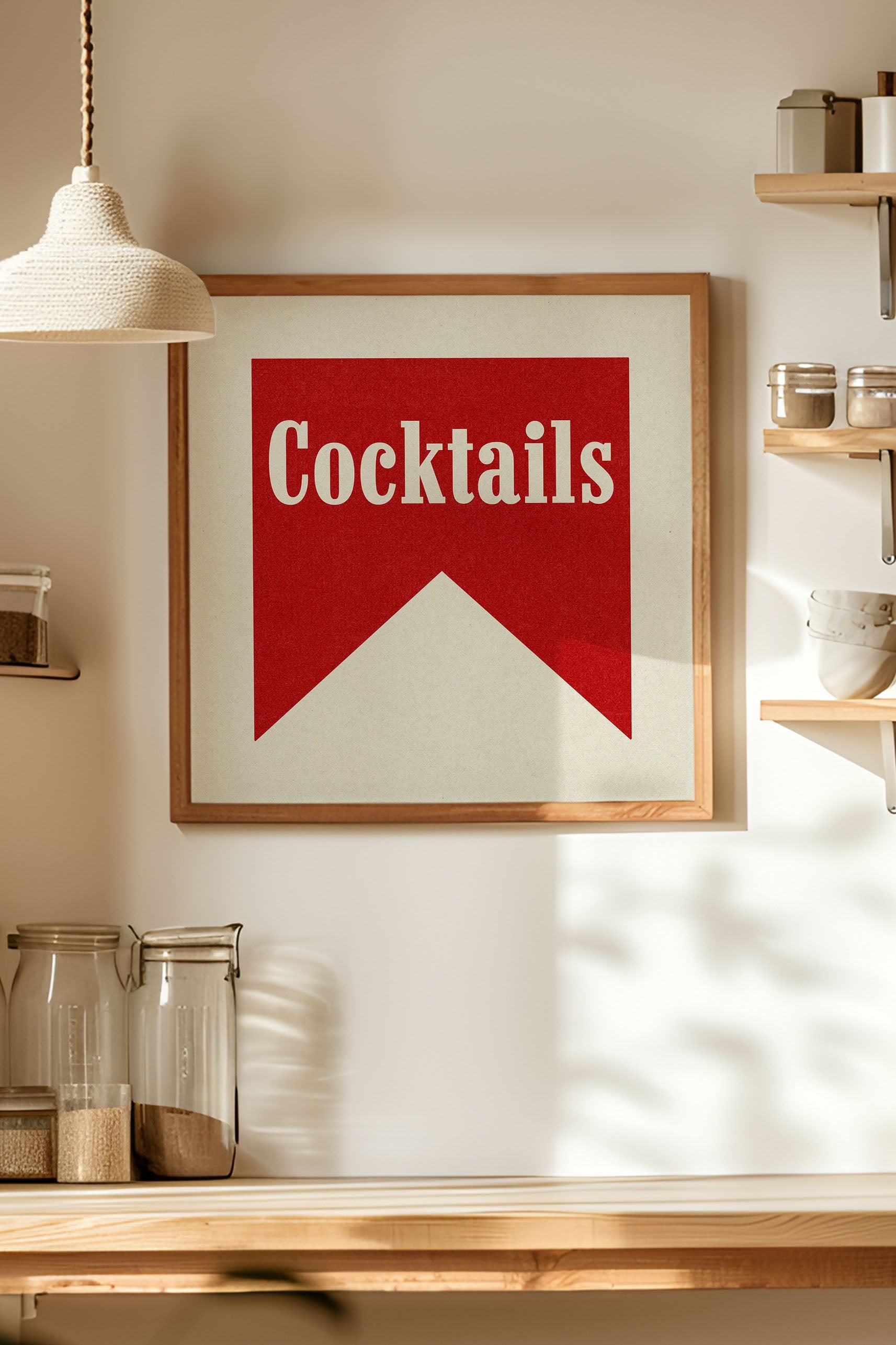 Cocktails Banner Tab Typography Square Bar Art Print