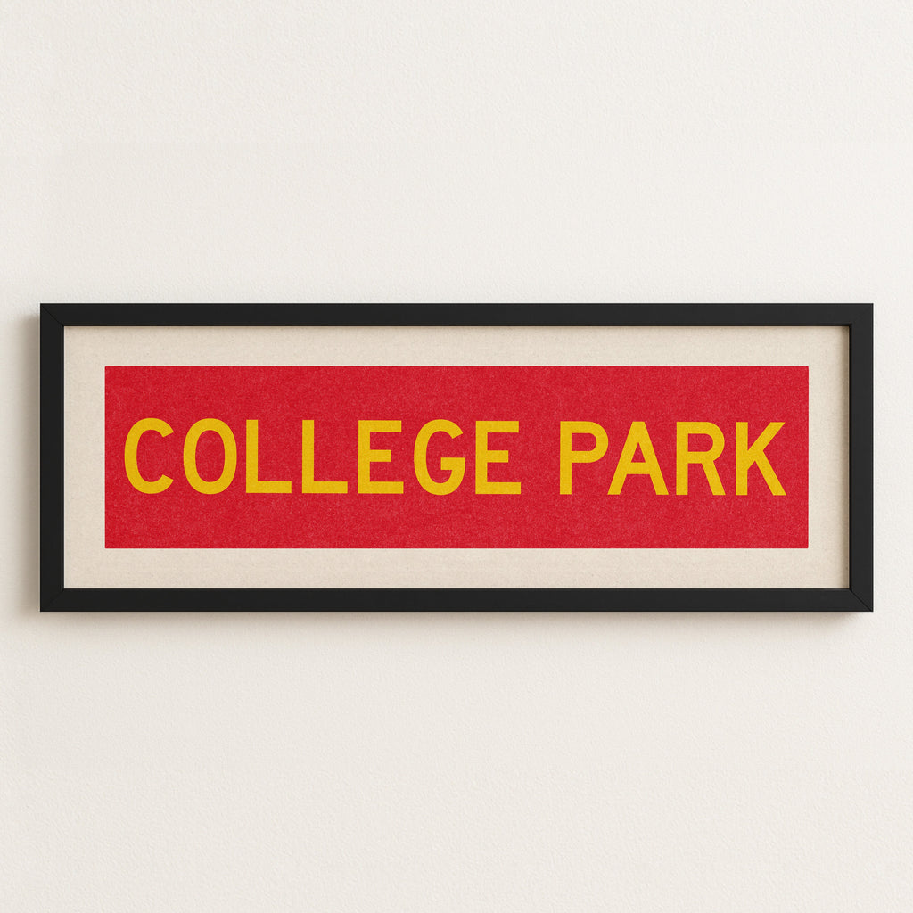 Framed College Park Red and Gold Bus Scroll