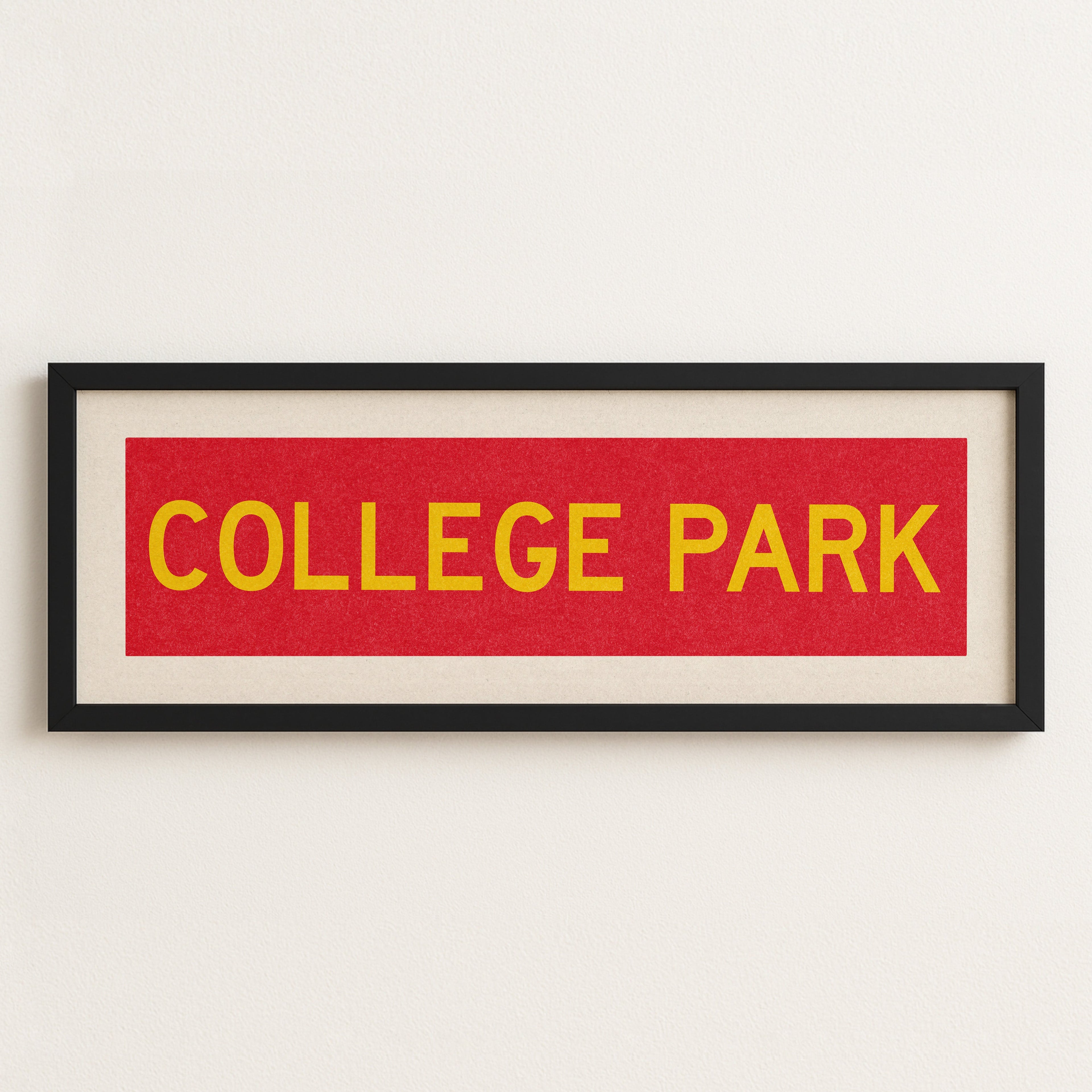 Framed College Park Red and Gold Bus Scroll