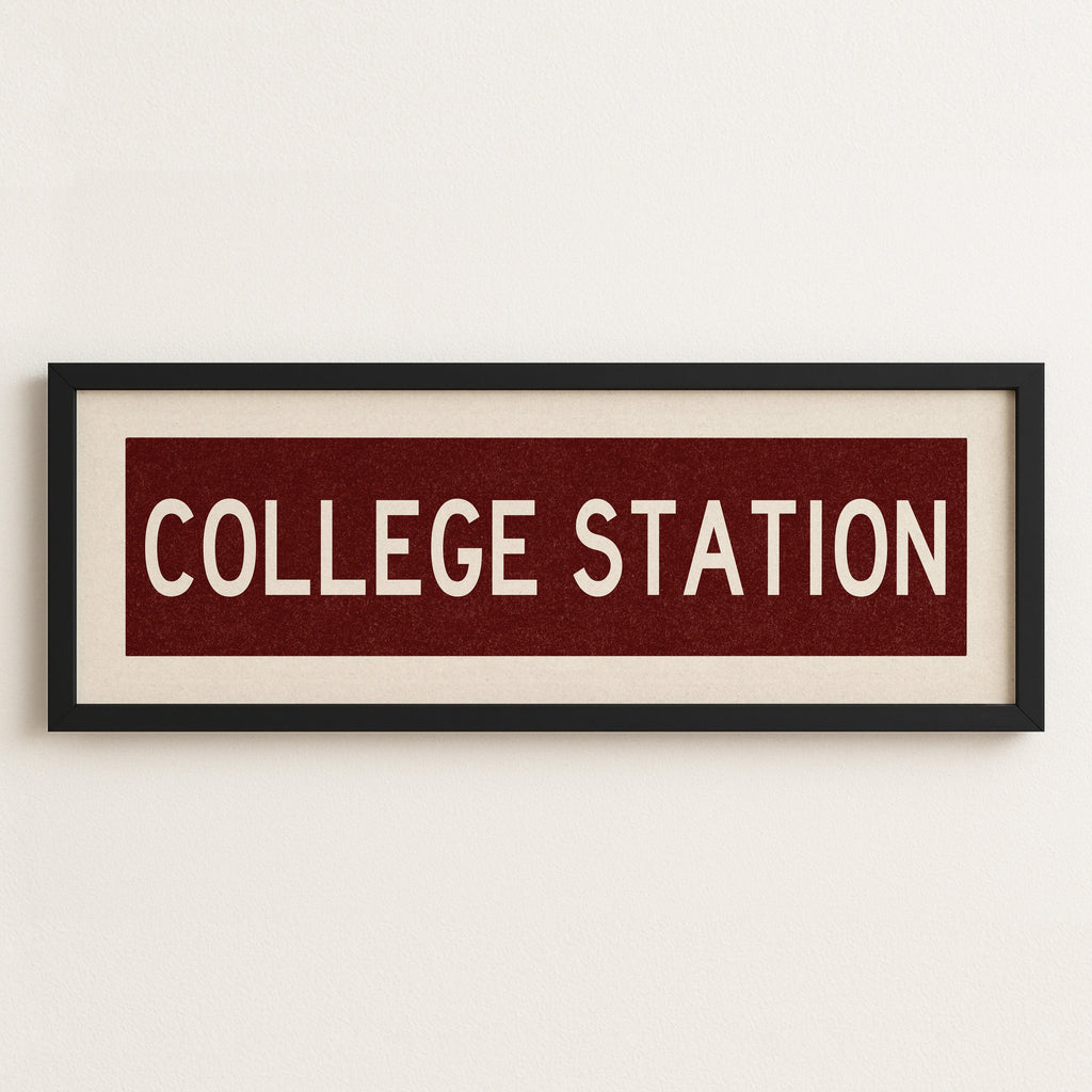 Framed College Station Maroon Bus Scroll