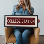 Framed College Station Maroon Bus Scroll