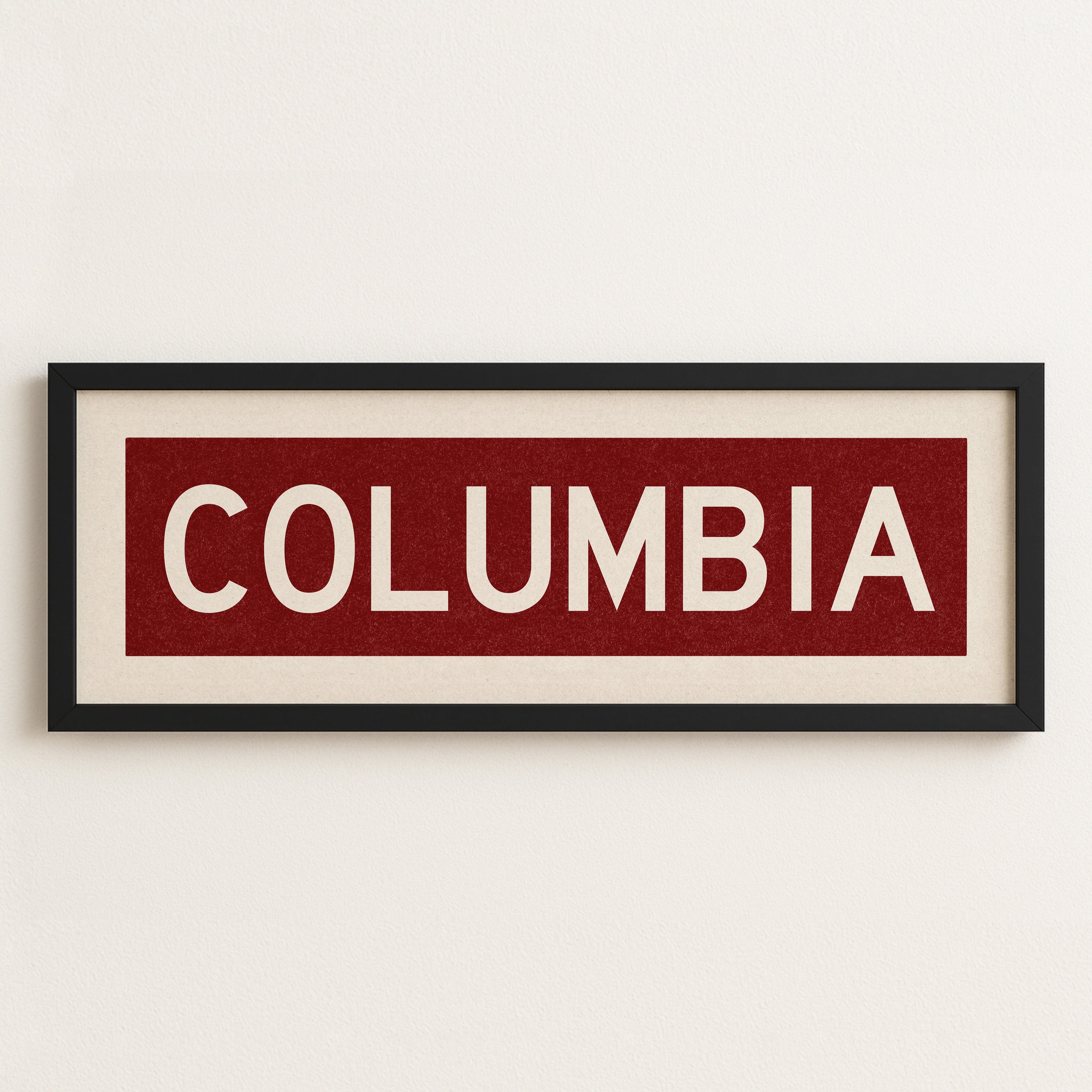 Framed Columbia Scarlet Bus Scroll