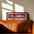 Framed Columbia Scarlet Bus Scroll