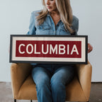 Framed Columbia Scarlet Bus Scroll