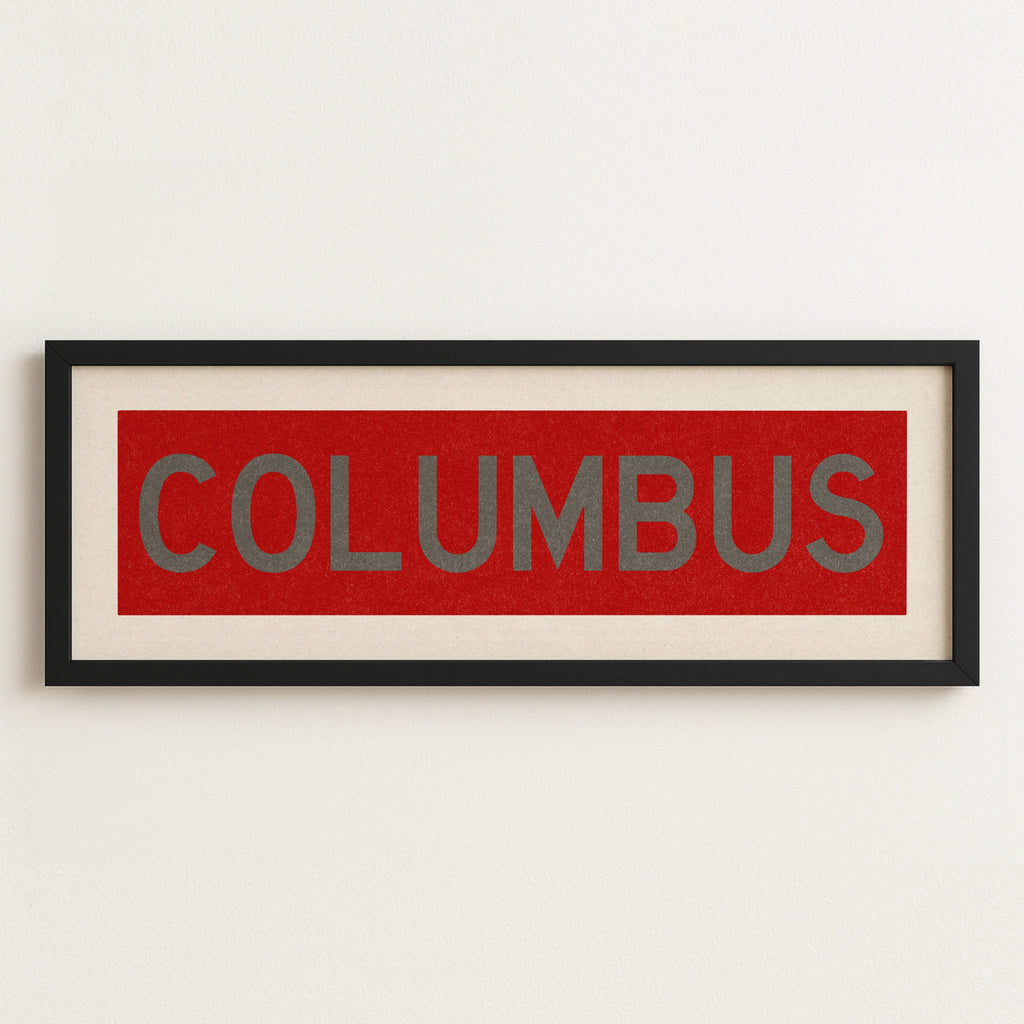Framed Columbus Red Bus Scroll
