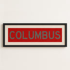 Framed Columbus Red Bus Scroll