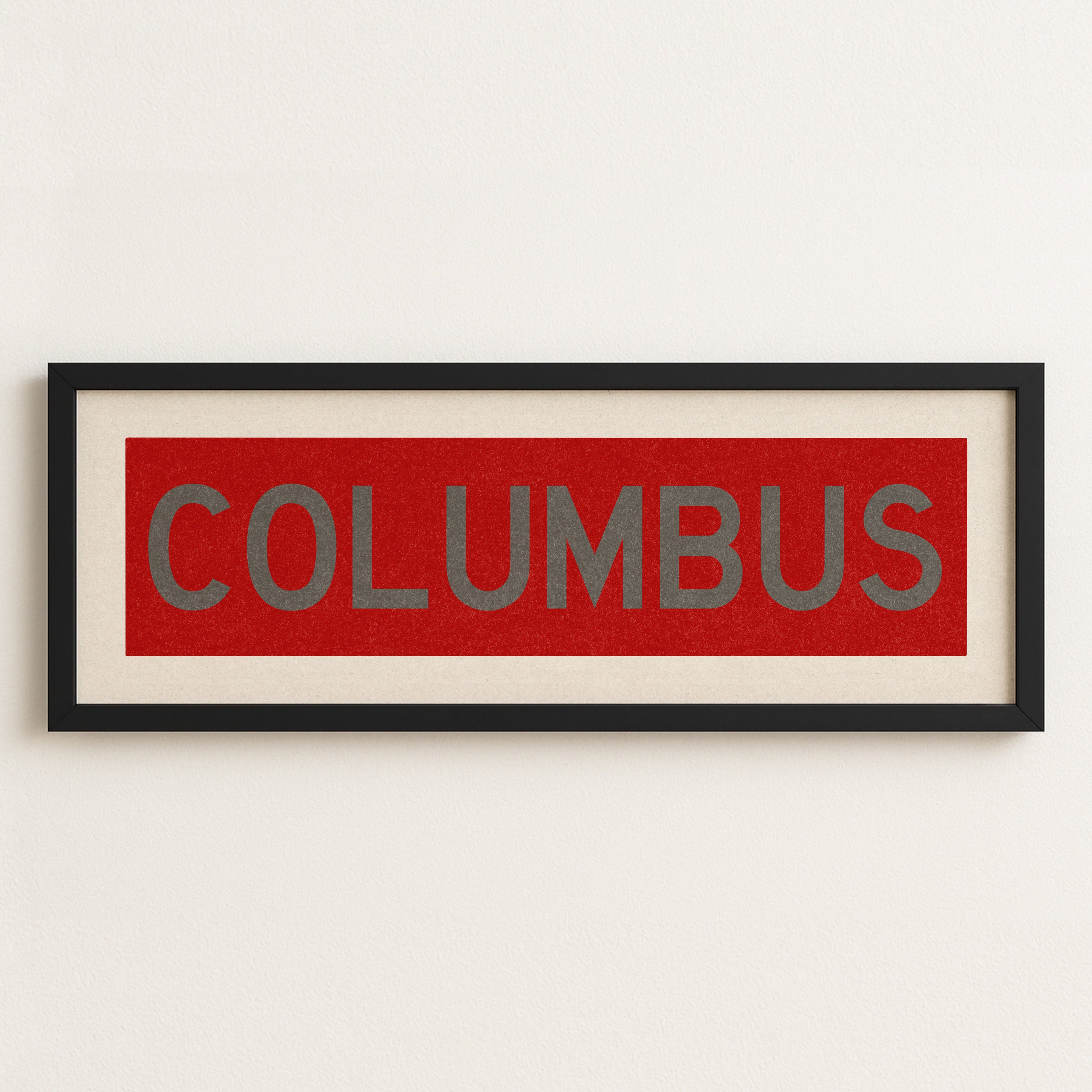 Framed Columbus Red Bus Scroll