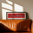 Framed Columbus Red Bus Scroll