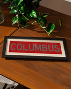 Framed Columbus Red Bus Scroll
