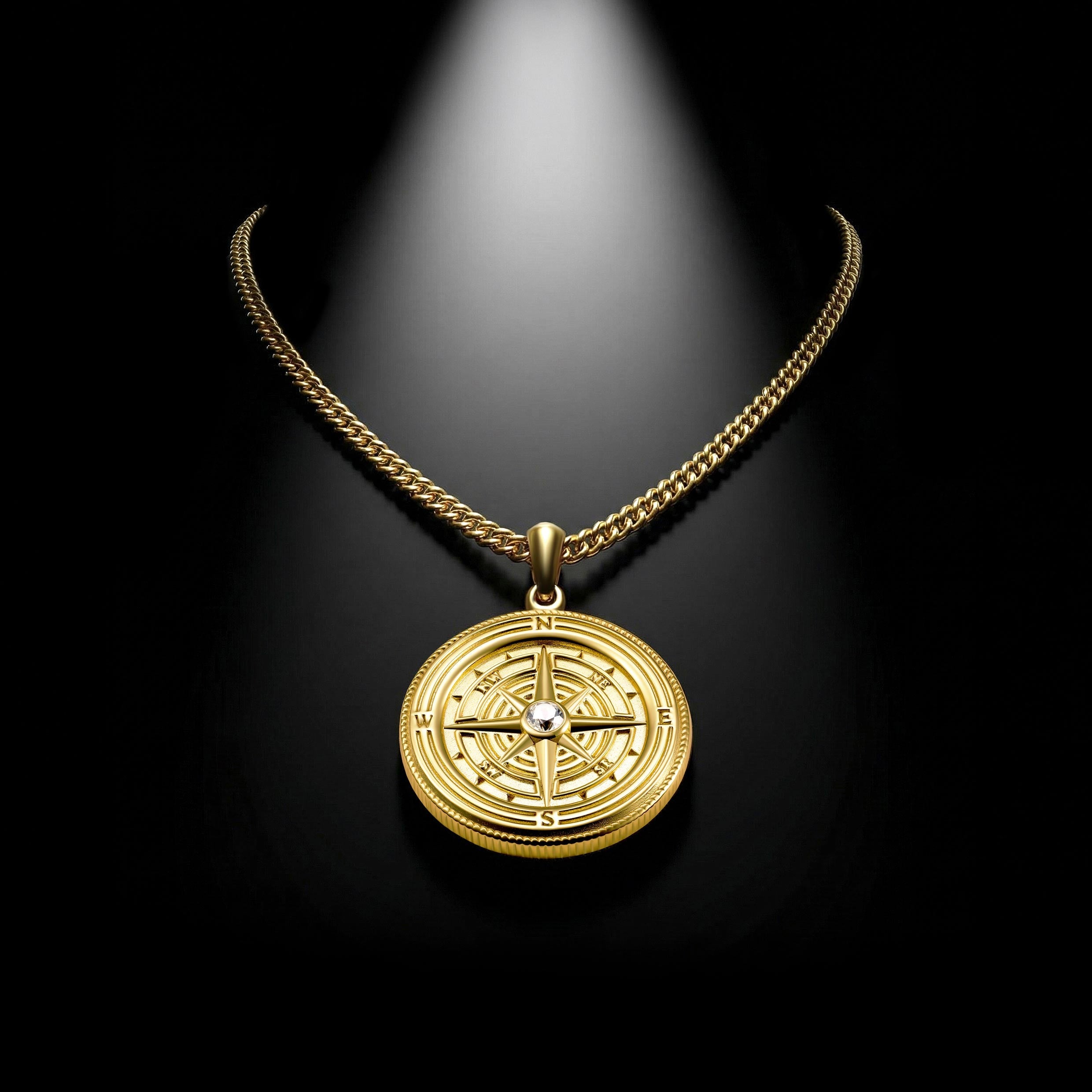 Compass Pendant - 14K Gold
