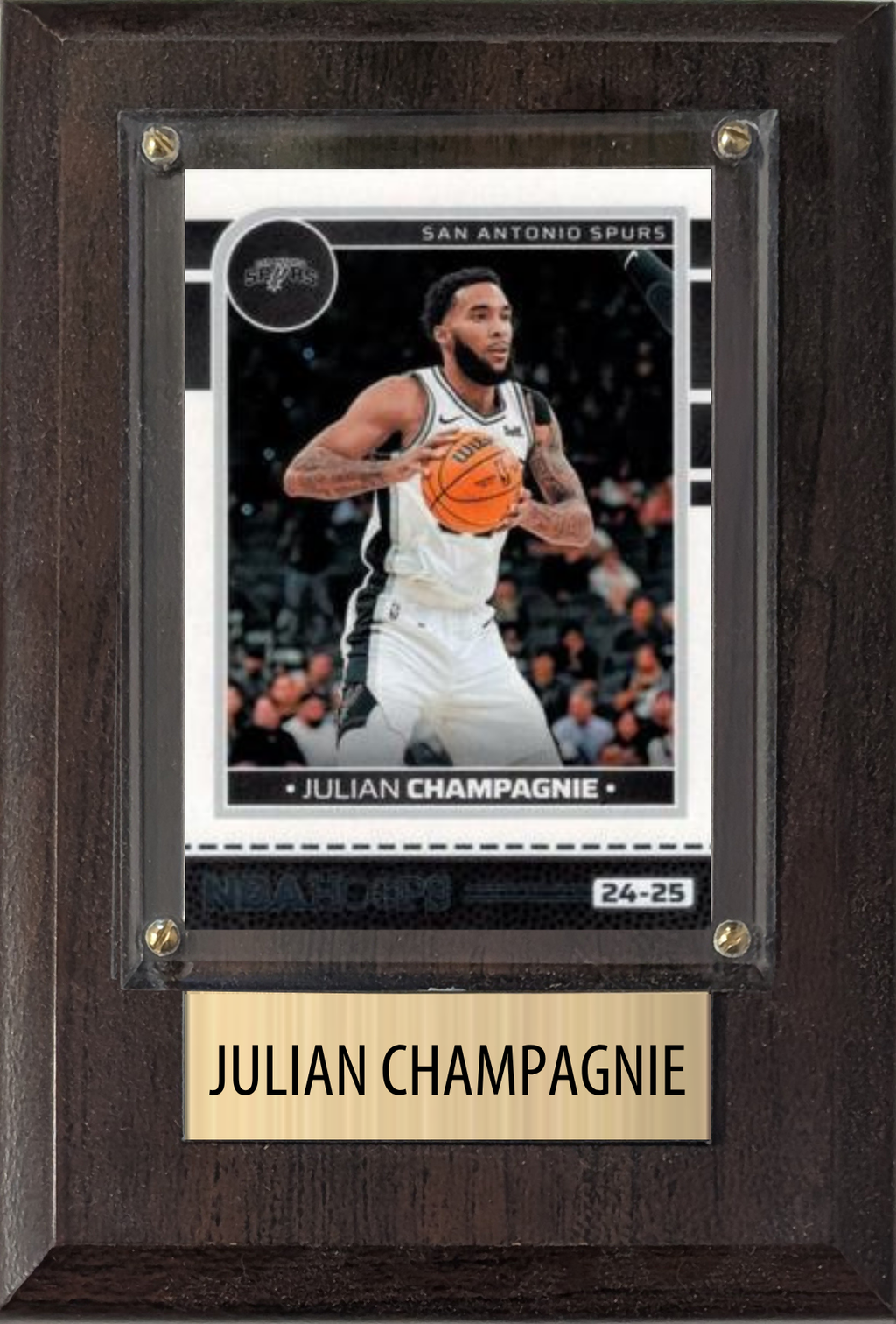 Julian Champagnie San Antonio Spurs 2025 2024 Donruss Score Prizm Topps 4x6 Gift Plaque