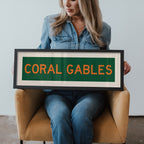 Framed Coral Gables Green and Orange Bus Scroll