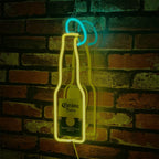 Corona Extra Bottle with Lime Neon Signs
