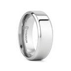 CORONAL Men’s Polished Finish Beveled Edges Titanium Wedding Ring with Raised Center - 6mm & 8mm