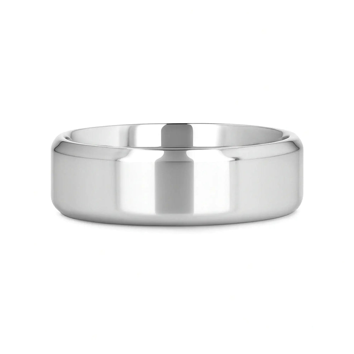 CORONAL Men’s Polished Finish Beveled Edges Titanium Wedding Ring with Raised Center - 6mm & 8mm