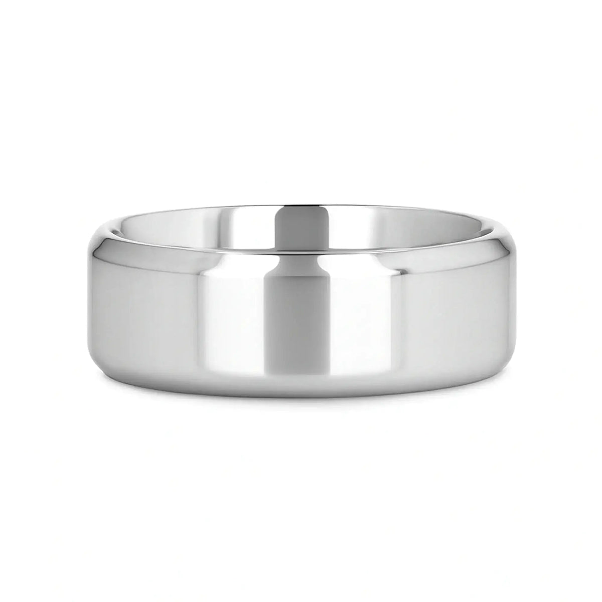 CORONAL Men’s Polished Finish Beveled Edges Titanium Wedding Ring with Raised Center - 6mm & 8mm