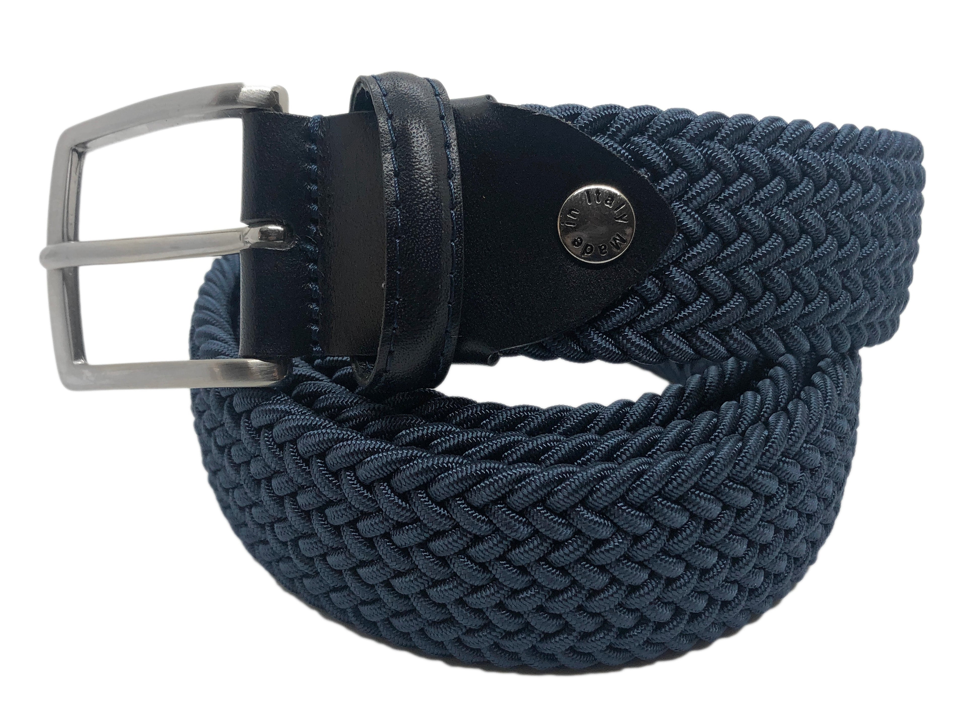 Woven Stretch Belt Solid Denim Blue