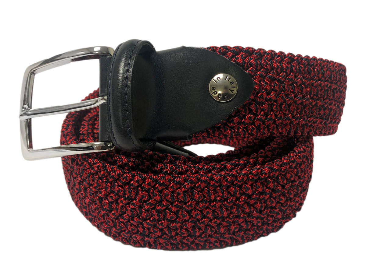 Woven Stretch Belt Two-Tone Light Red/Black